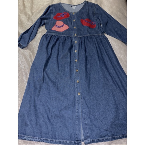 Haiks Dresses & Skirts - Vintage 90s Haiks Denim Maxi Button Dress Women's XL Cottagecore Teacher Casual